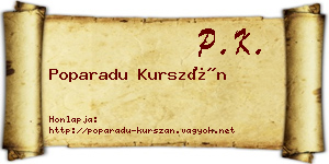 Poparadu Kurszán névjegykártya